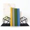 Black Metal Geometric Design Display Bookends Book Stopper Holder Set of 2